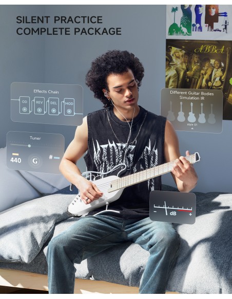 DONNER HUSH-I Pro  Travel Guitar White