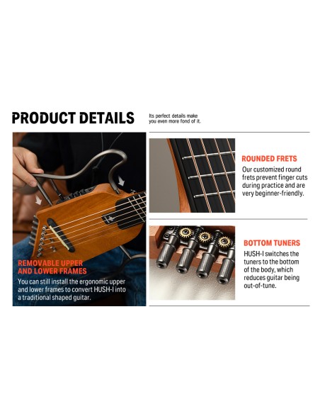 DONNER HUSH-I Travel Guitar MP Nat